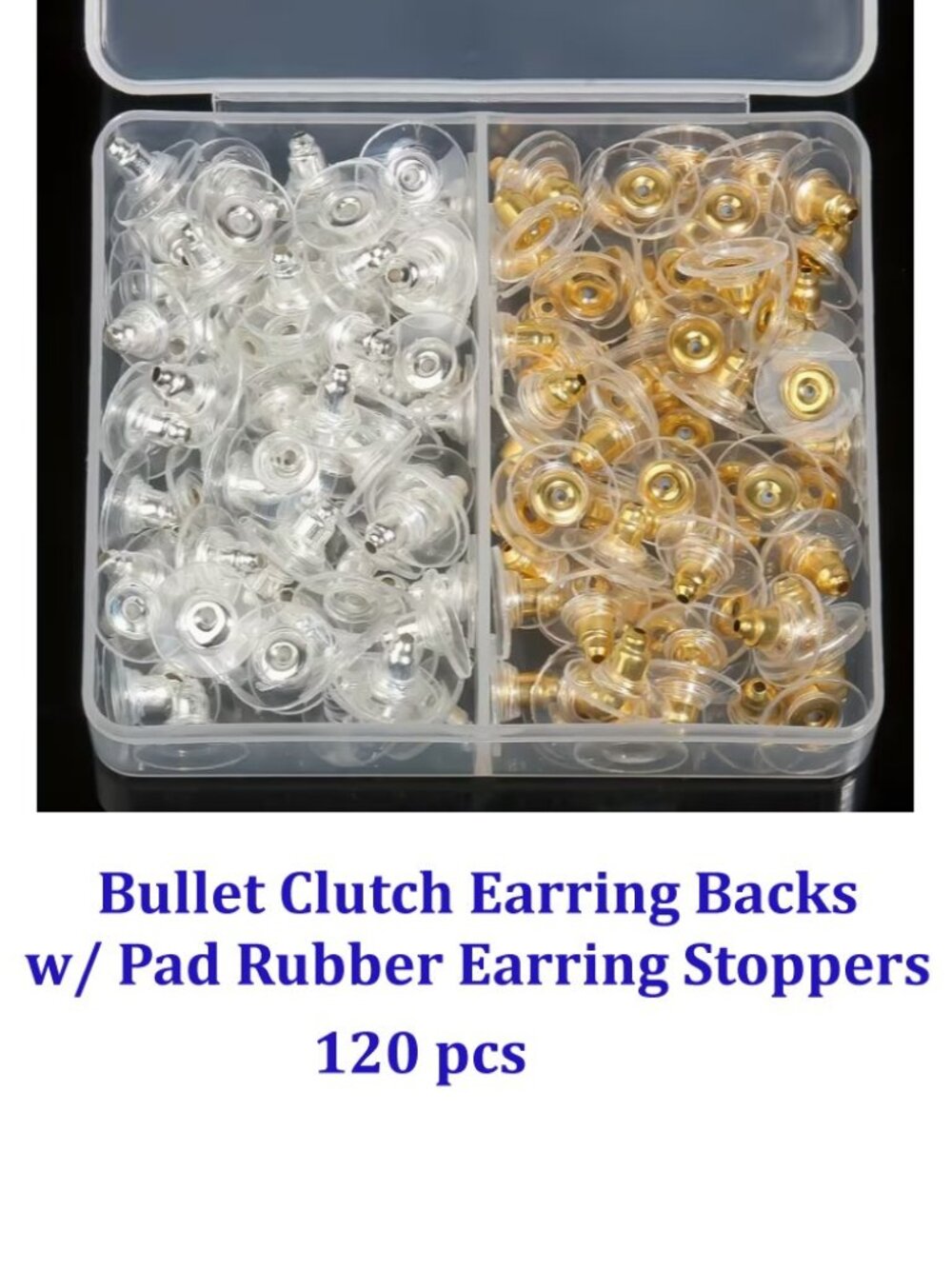 120pcs Bullet Clutch Earring Backs for Studs with Pad Rubber Earring Stoppers